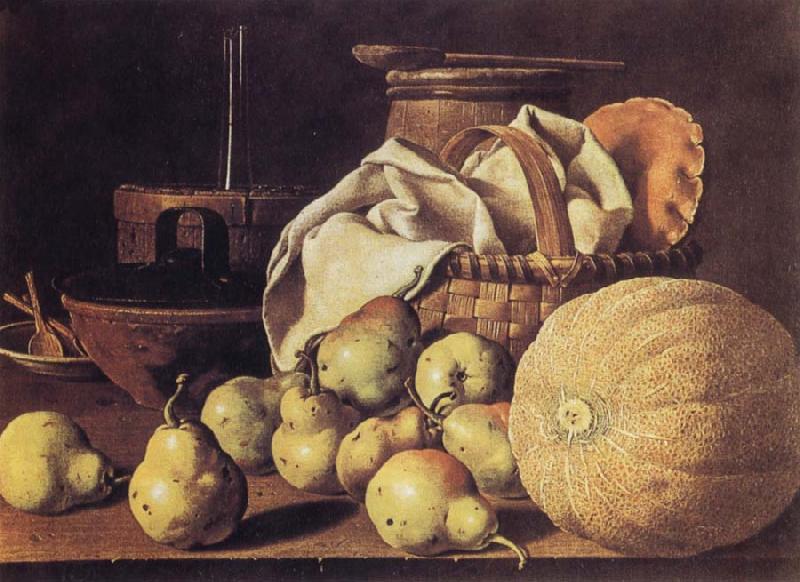 Melendez, Luis Eugenio Still Life with Melon and Pears oil painting picture